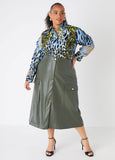 Faux Leather Midaxi Cargo Skirt