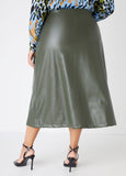 Faux Leather Midaxi Cargo Skirt