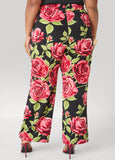 Rose Print Wide Leg Pants