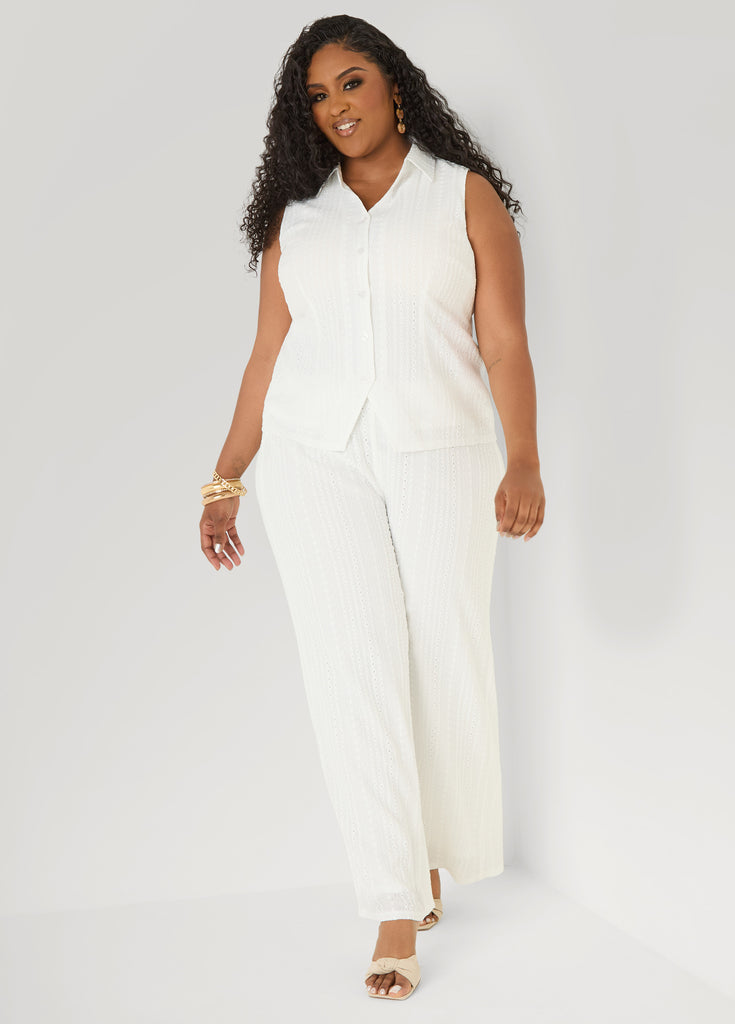Eyelet Straight Leg Pants – Ashley Stewart