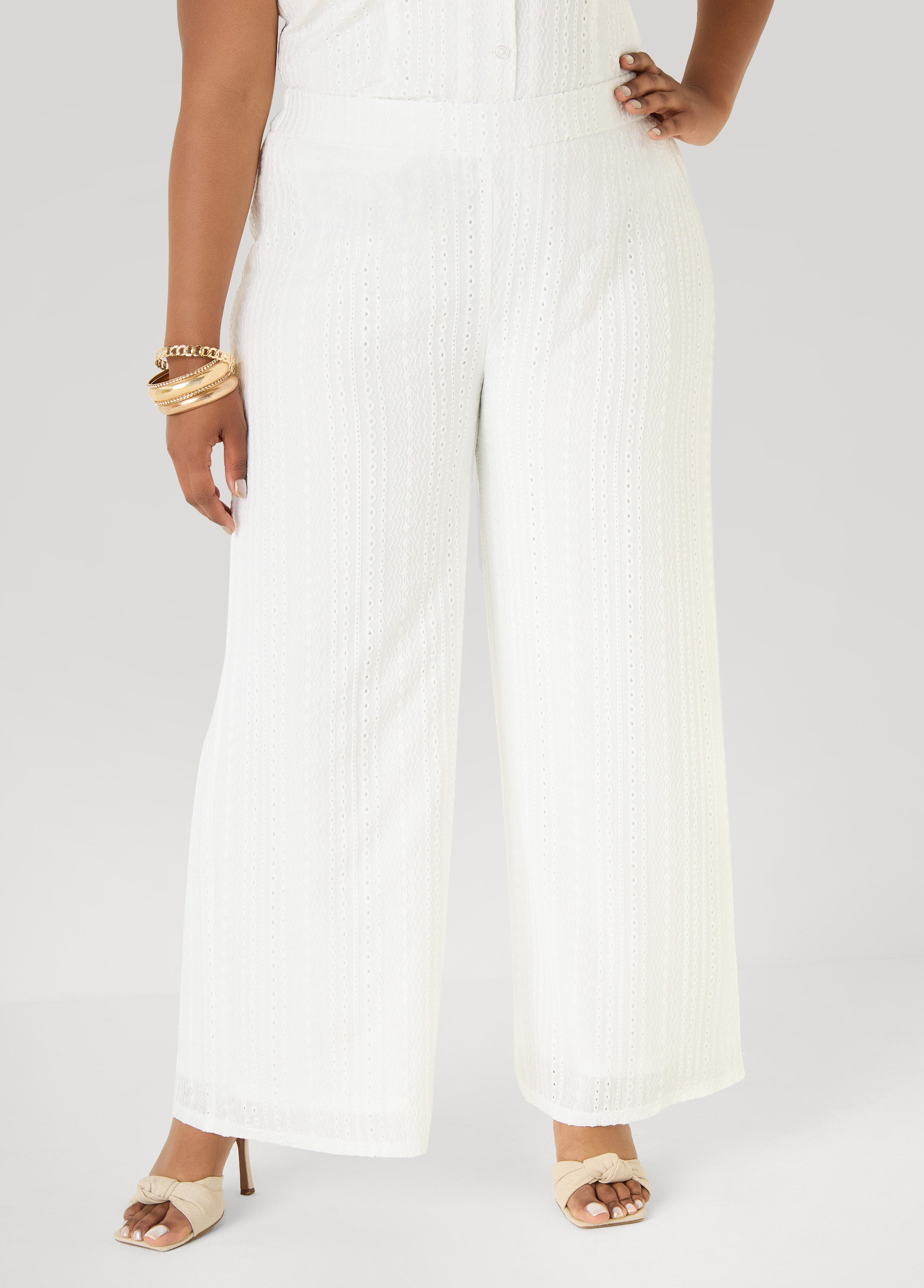 Eyelet Straight Leg Pants