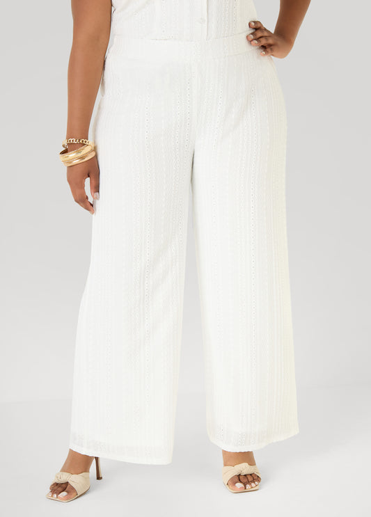 Eyelet Straight Leg Pants