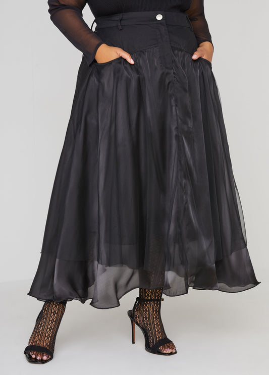 multi mesh skirt / brown