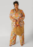 Plus Size Abstract Print Wide Leg Pants
