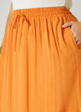 Pleated Metallic Maxi Skirt
