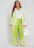 Leaf Print Linen Blend Pants