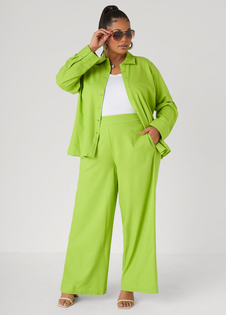 Linen Blend Pull On Pants