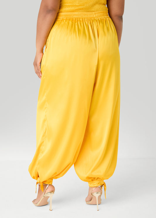 Ankle Tie Satin Balloon Pants
