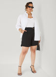 Pleated Linen Blend Shorts