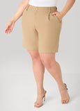 Plus Size Pleated Linen Shorts Plus Size Tan Shorts