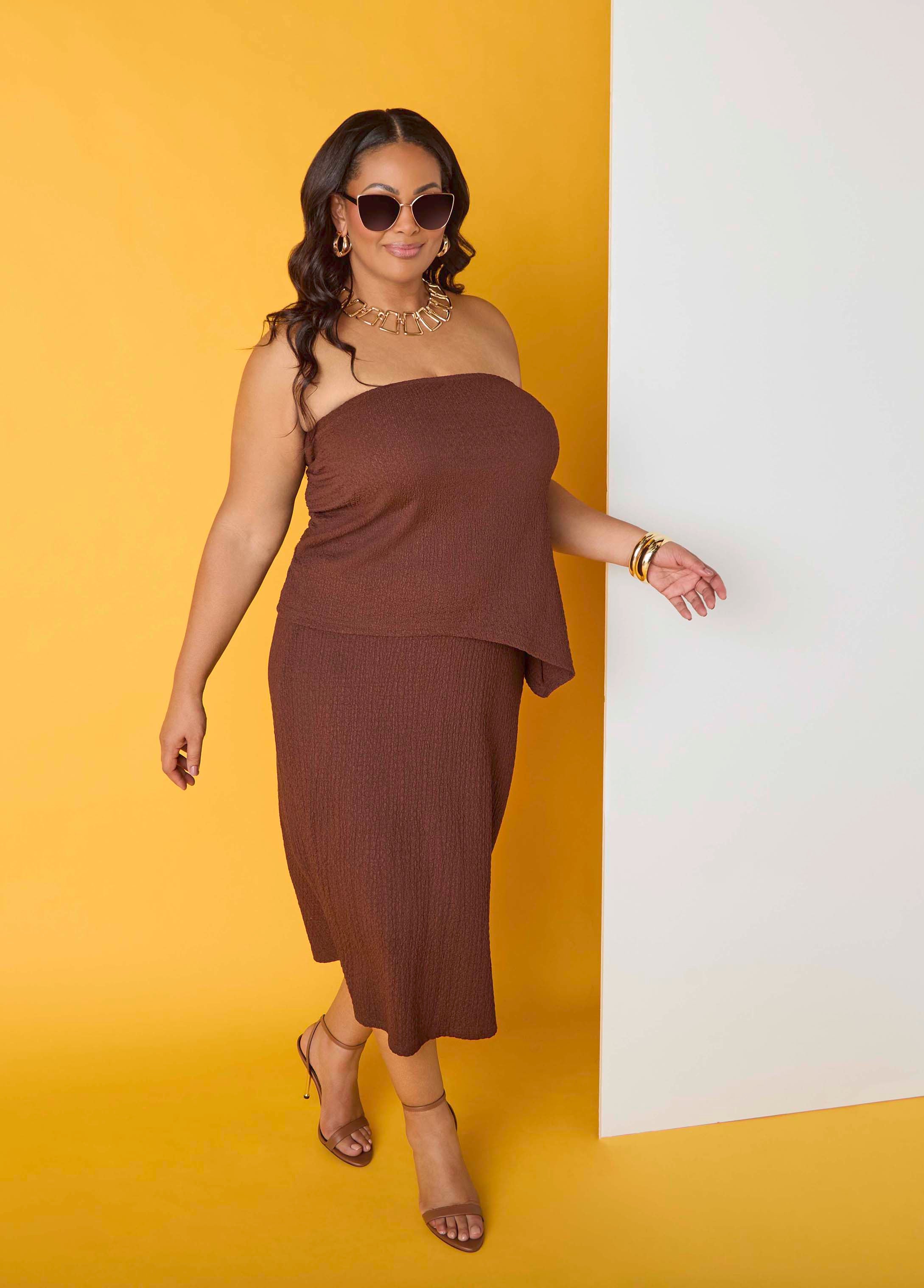 Plus Size Midi Pencil Skirt Trendy Summer Skirt Matching Set