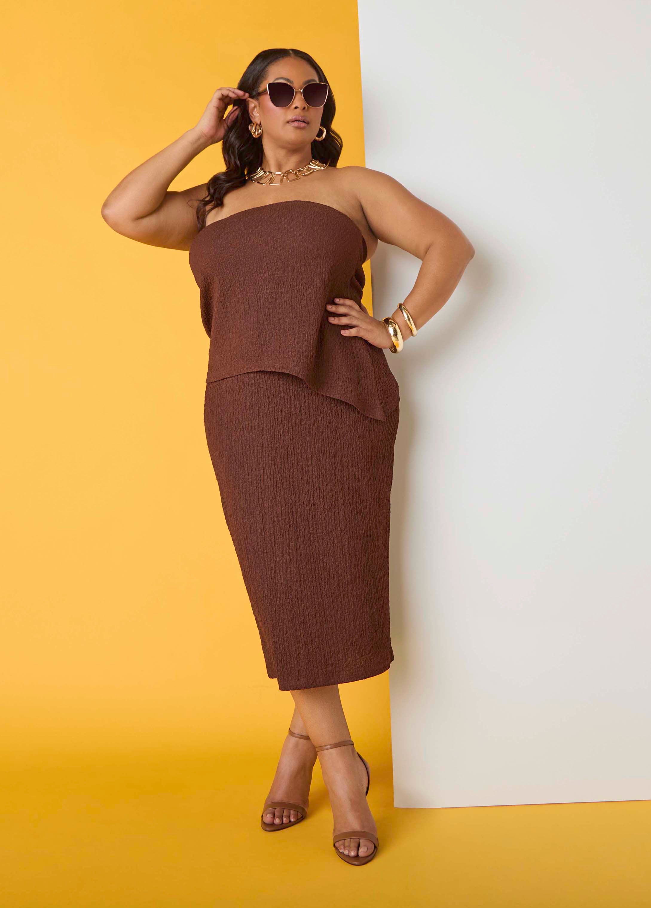 Plus Size Midi Pencil Skirt Trendy Summer Skirt Matching Set