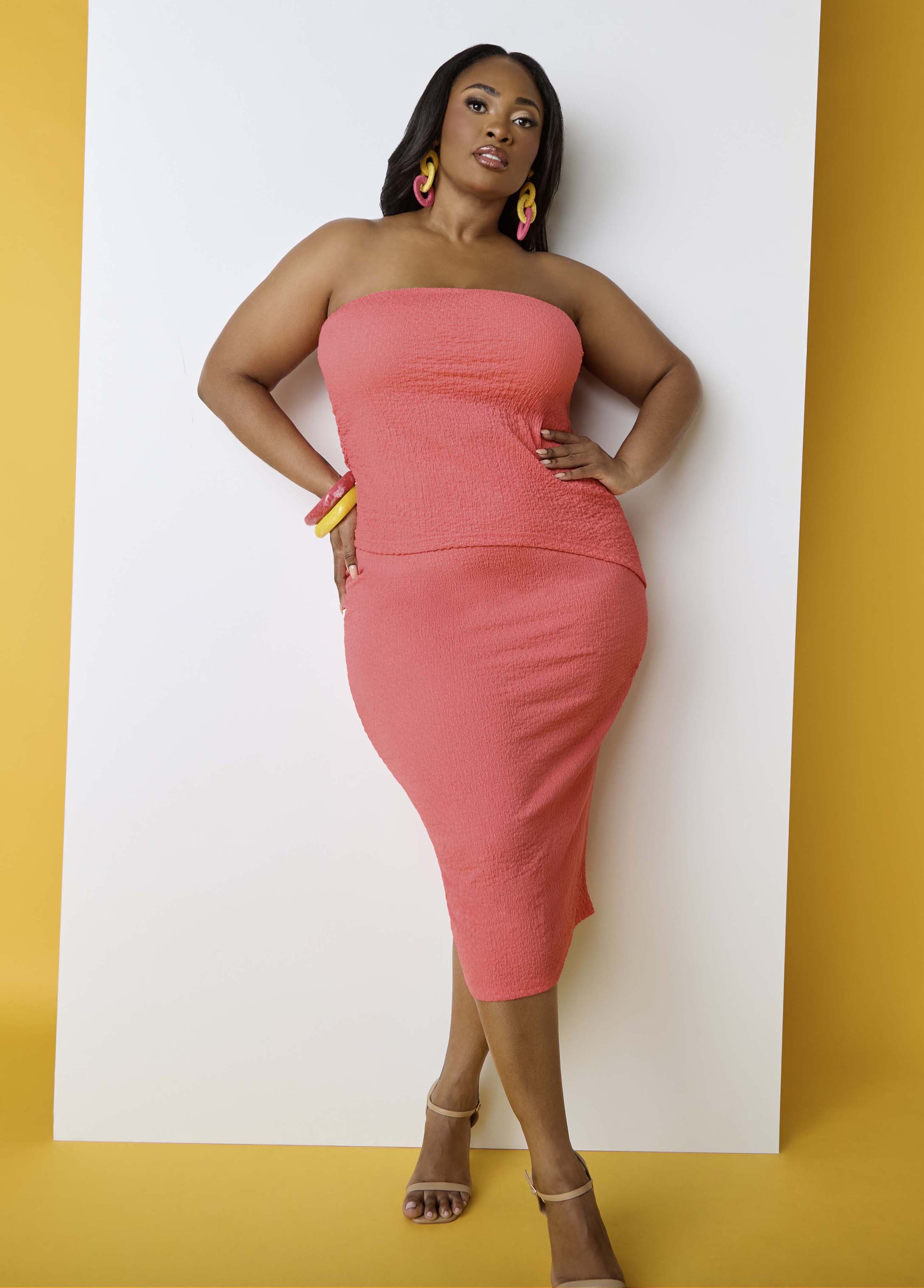 Plus Size Midi Pencil Skirt Trendy Summer Skirt Matching Set