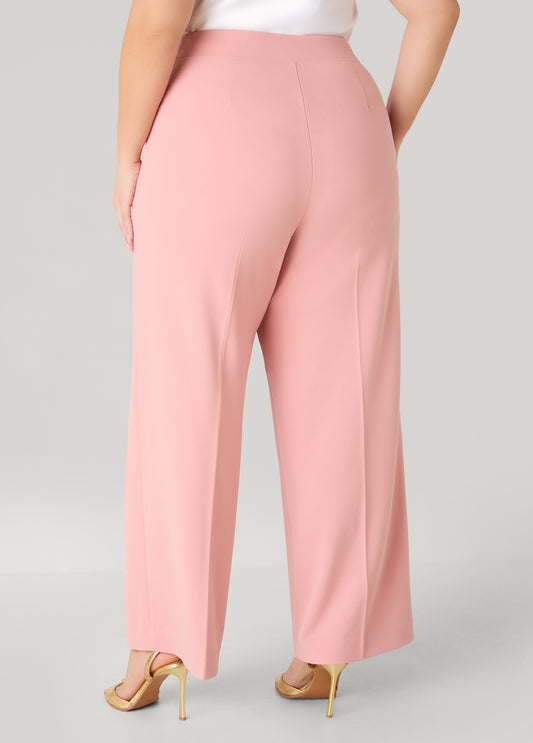 Belted Pleated Straight Leg Pants
