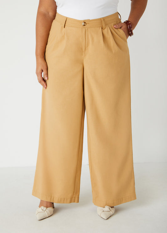 Plus Size Woven High Waist Wide Leg Pants