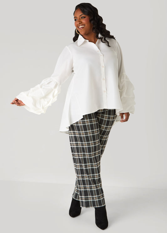 Plaid Pull On Wide Leg Pants