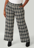 Plus Size Plaid Pull On Wide Leg Pants