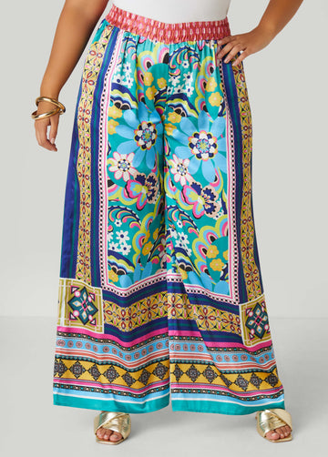 Scarf Satin Wide Leg Pants
