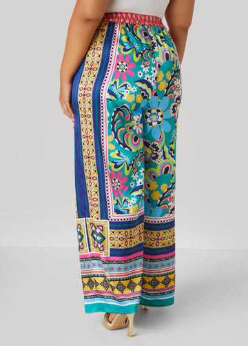 Scarf Satin Wide Leg Pants