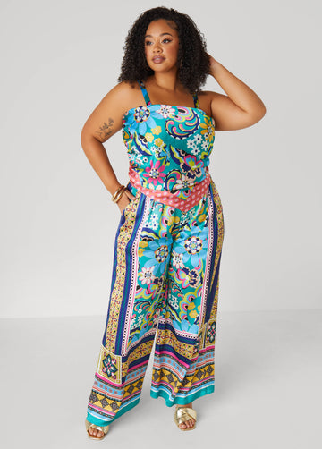 Scarf Satin Wide Leg Pants