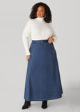 Denim Print Ponte Maxi Skirt