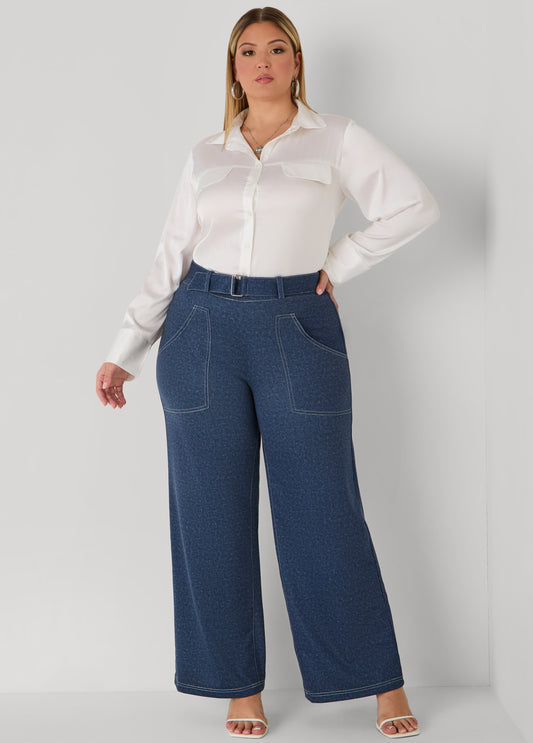 Denim Print Ponte Pants