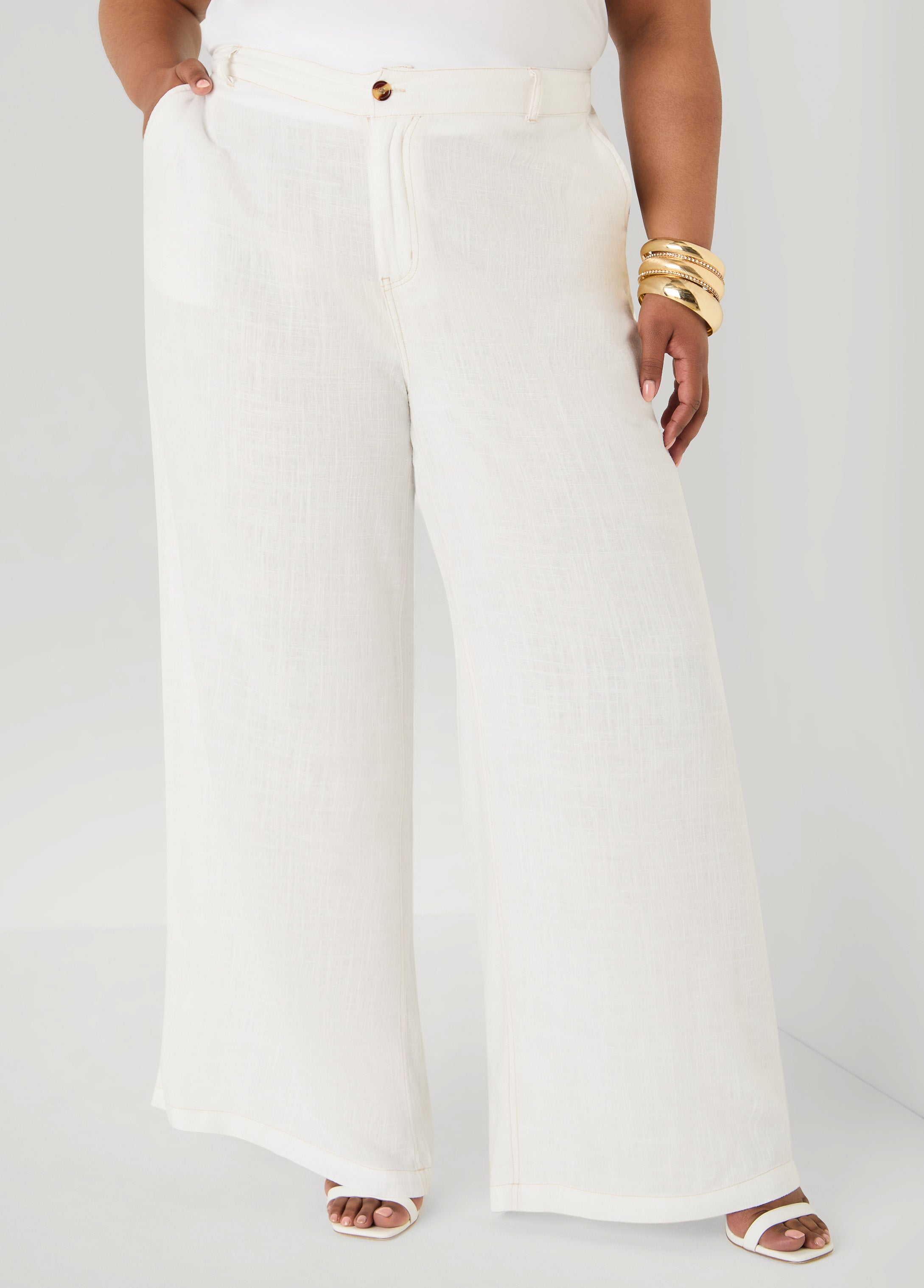 Linen Blend Wide Leg Pants – Ashley Stewart