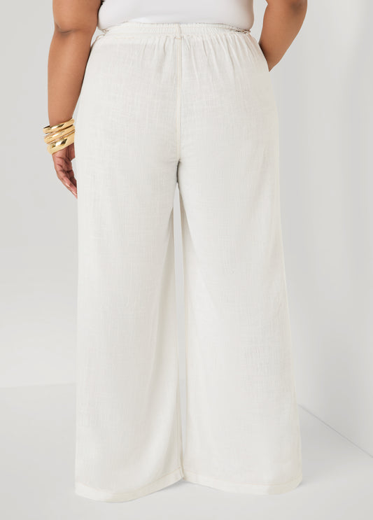 Linen Blend Wide Leg Pants