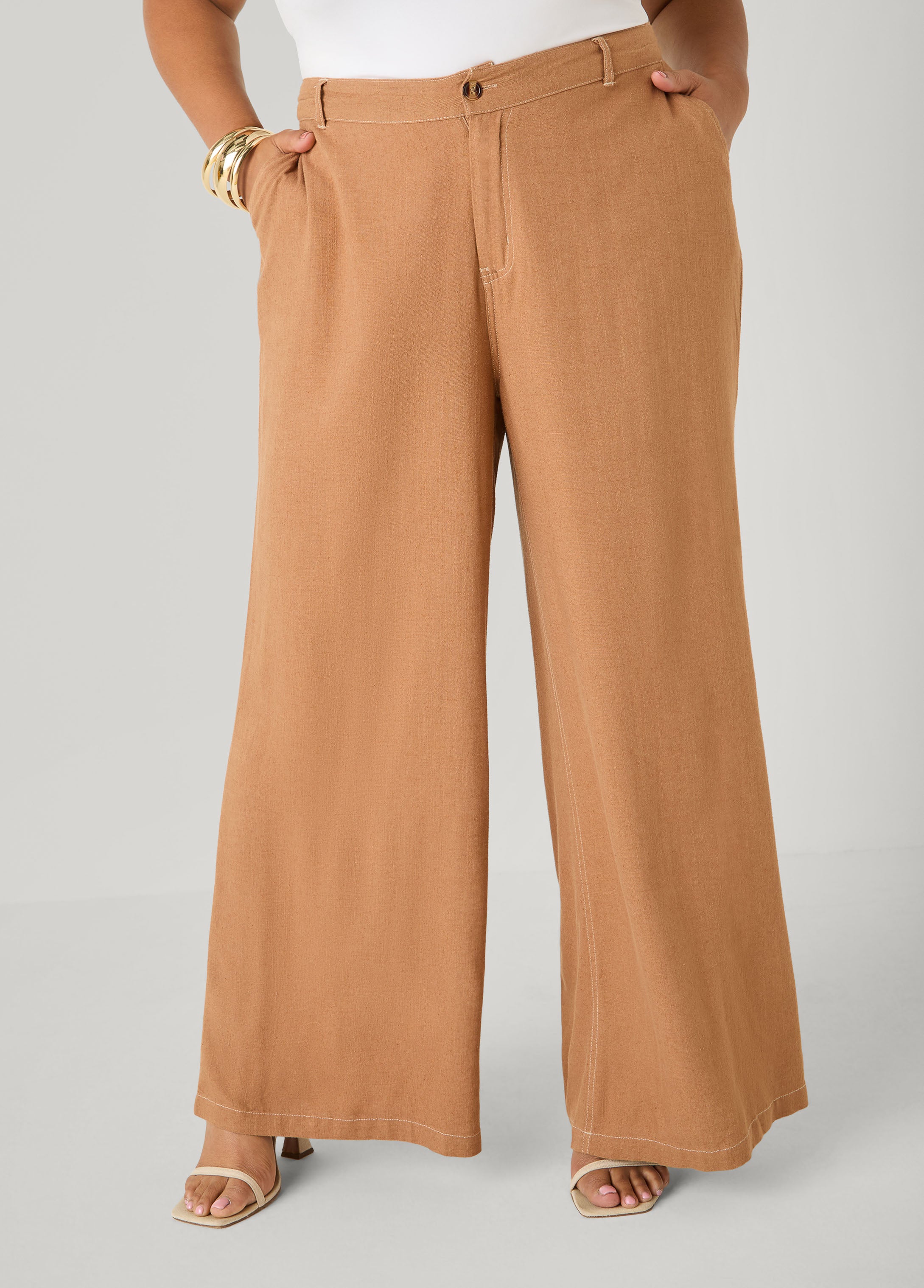 Linen Blend Wide Leg Pants – Ashley Stewart