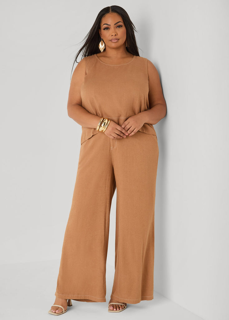 Linen Blend Wide Leg Pants – Ashley Stewart