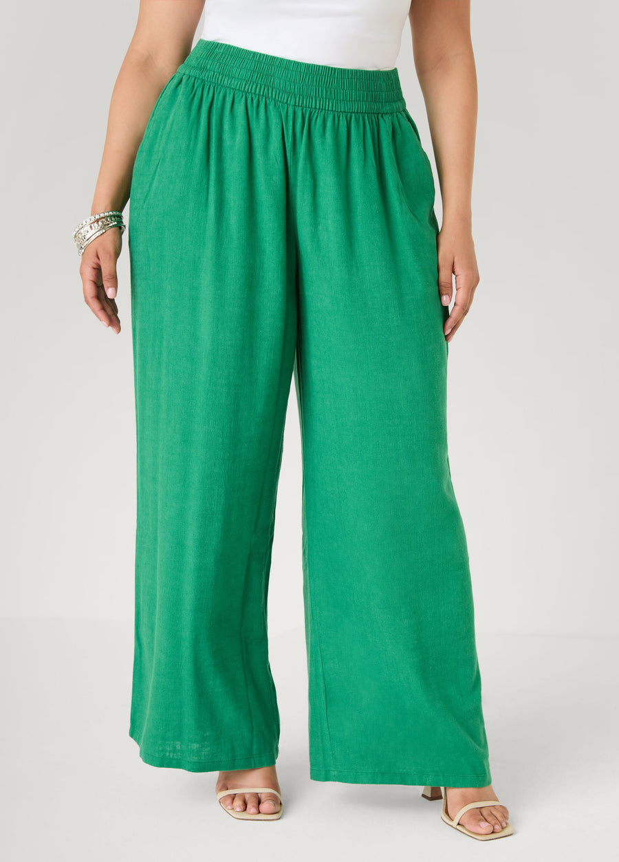 Linen Blend Pull On Pants