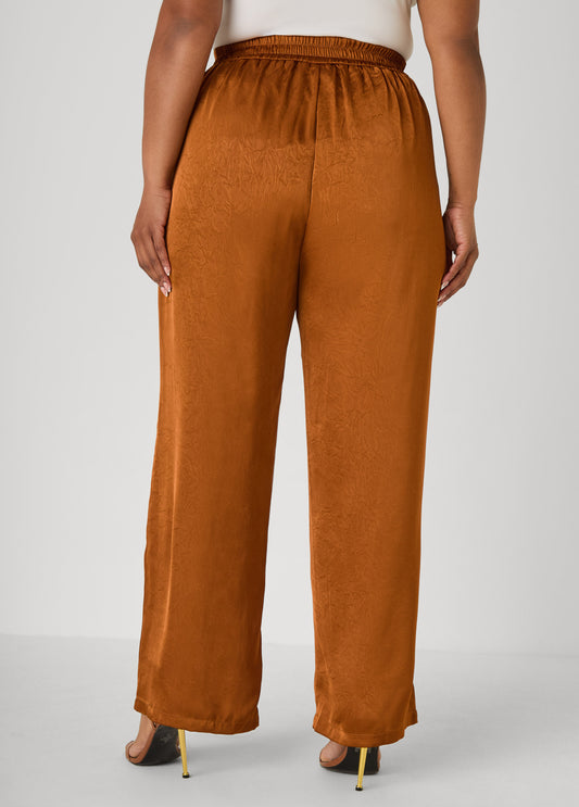 Crushed Satin Wide Leg Trousers