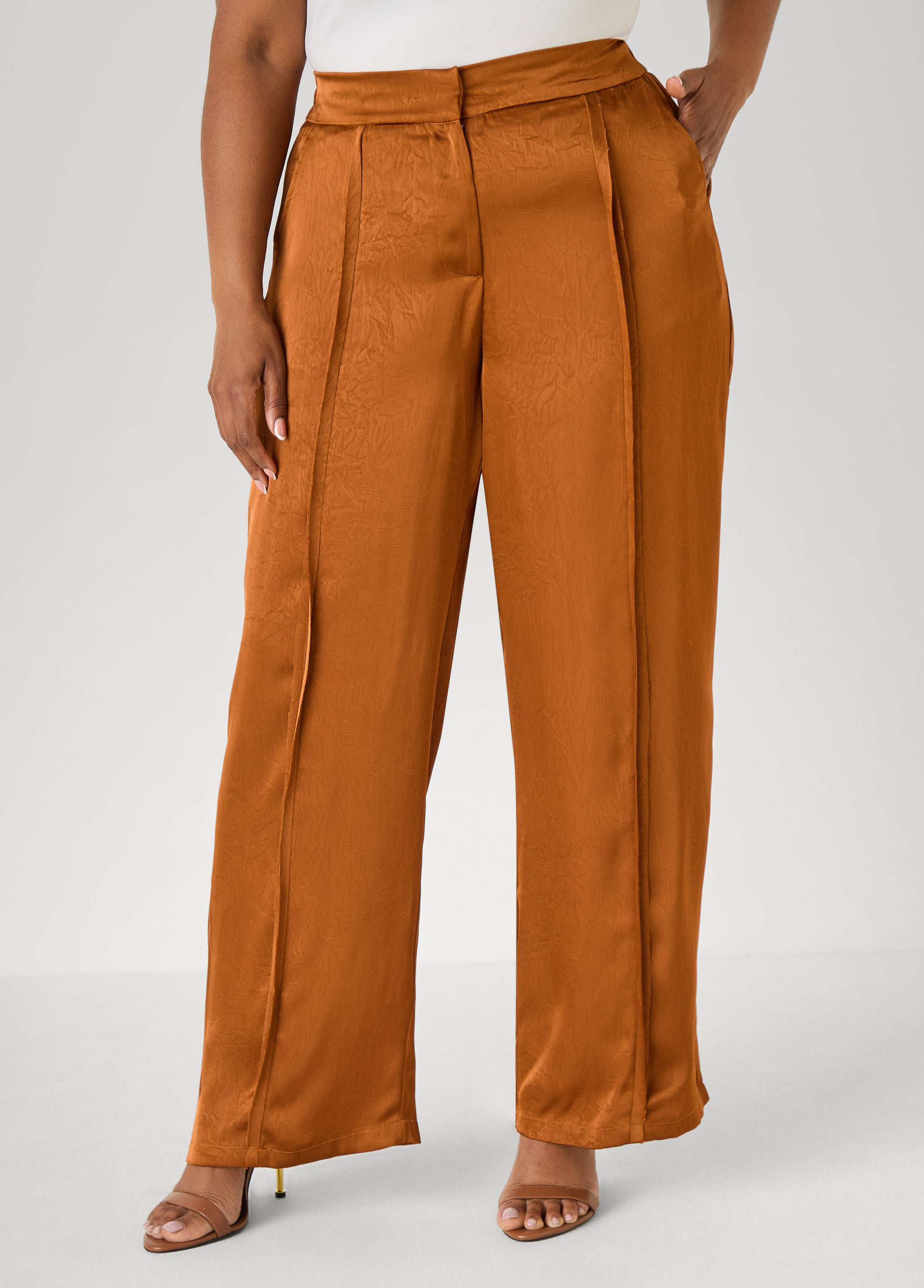 Crushed Satin Wide Leg Trousers