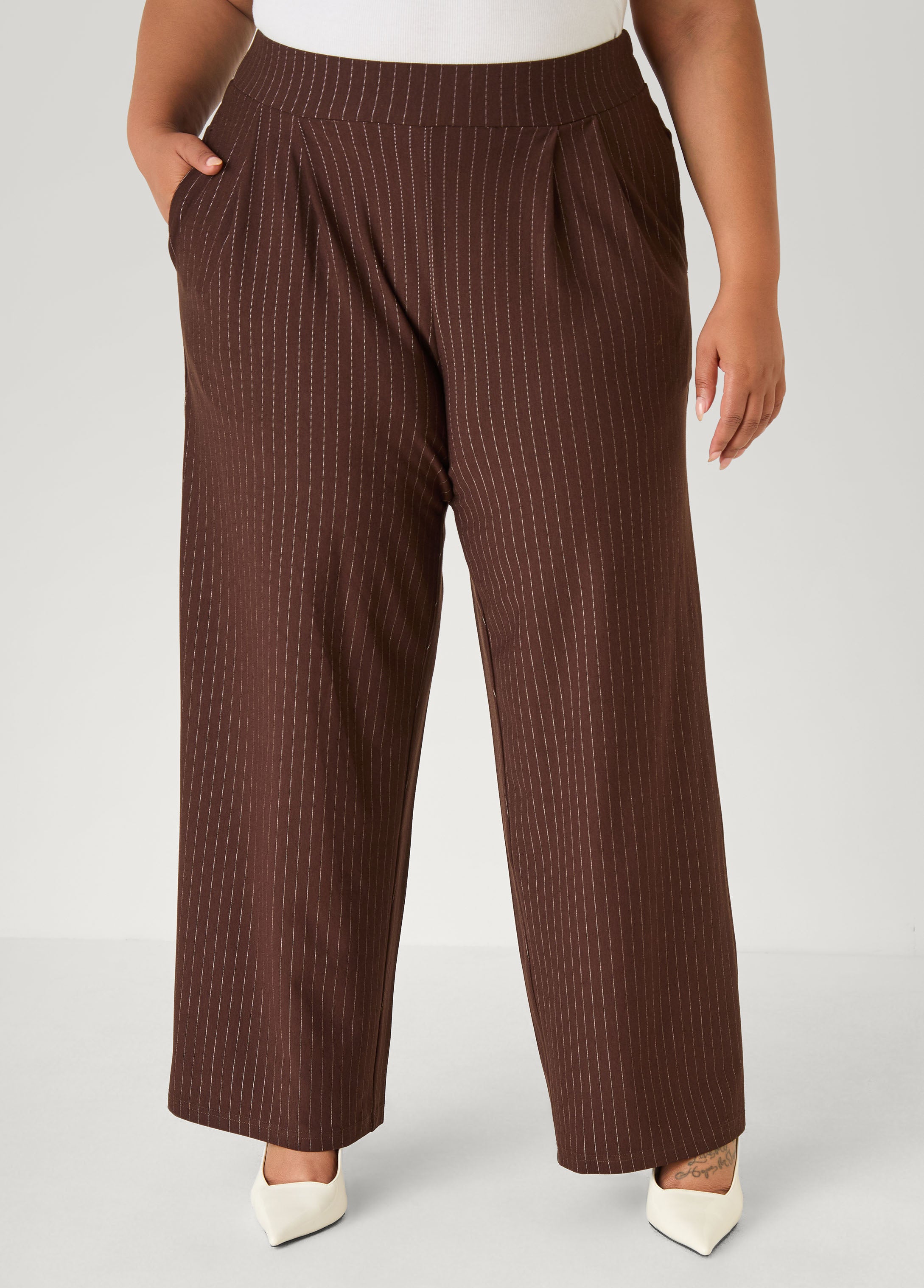 Pinstripe Wide Leg Pants
