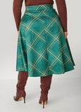 Plaid Faux Suede A Line Midi Skirt