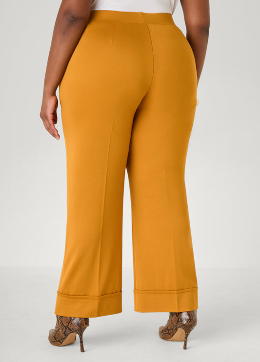 Cuffed Ponte Straight Leg Pants