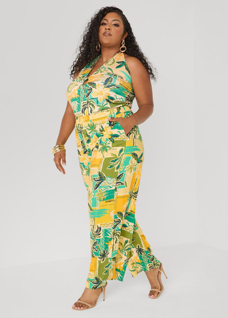 Tropical Print Wide Leg Pants – Ashley Stewart