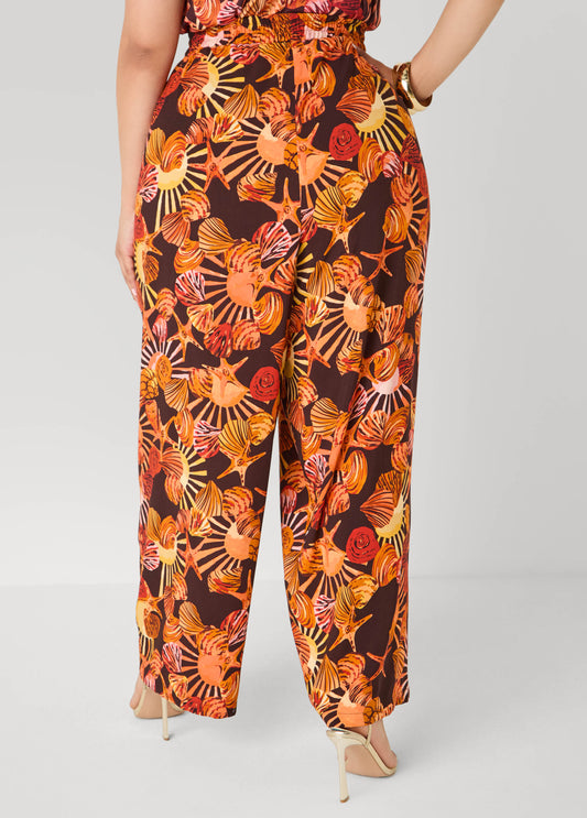 Seashell Print Wide Leg Pants