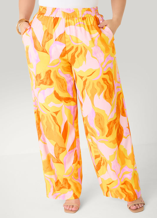 Swirl Print Wide Leg Pants