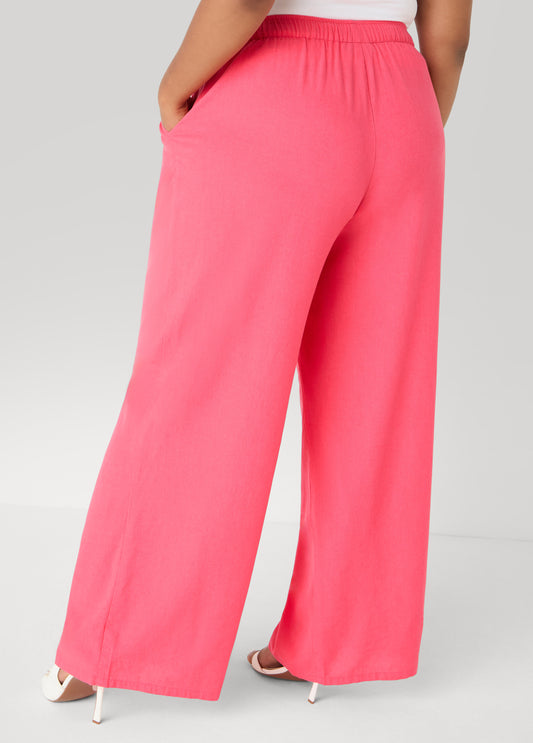 Drawstring Linen Blend Pants