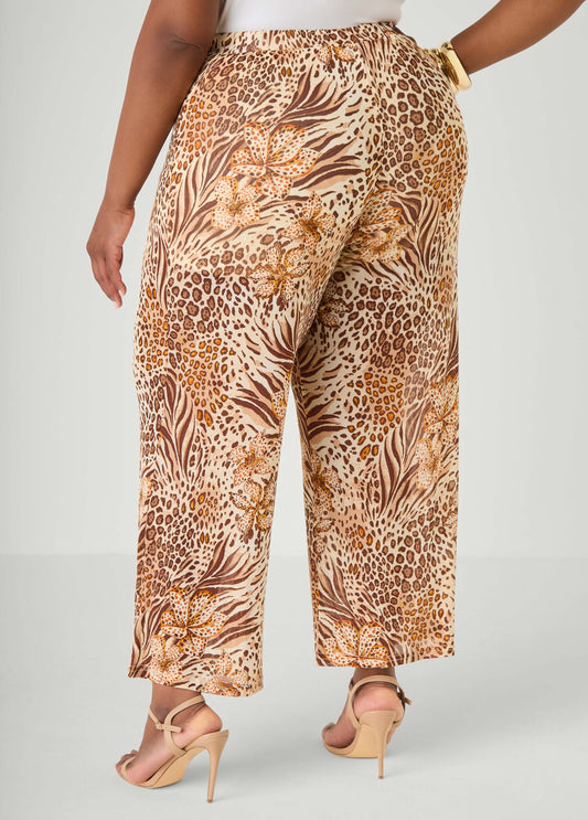 Animal Print Wide Leg Pants