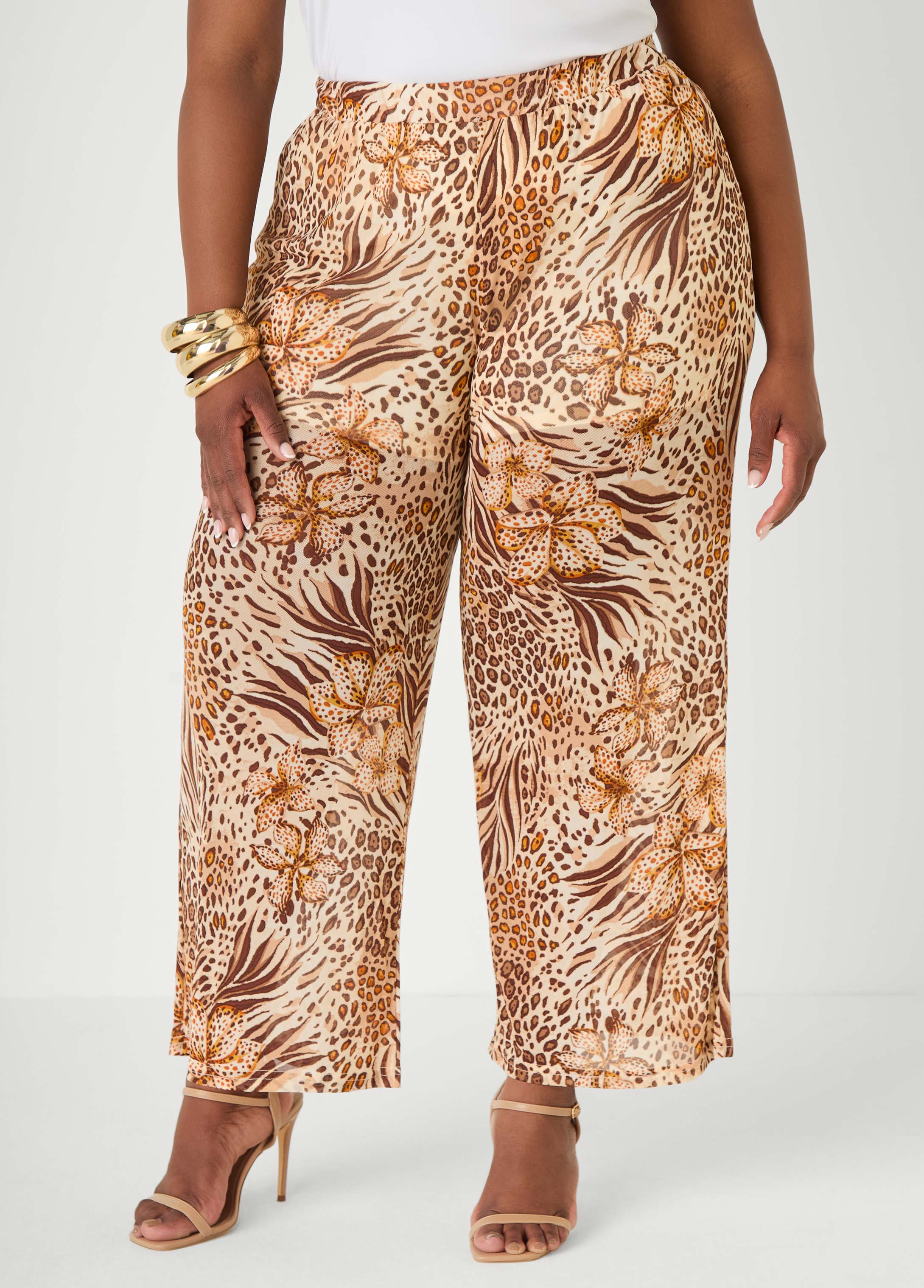Animal Print Wide Leg Pants