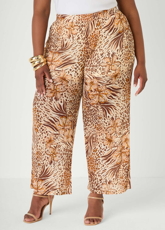 Animal Print Wide Leg Pants