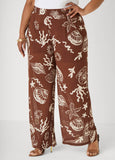 Beach Print Wide Leg Pants