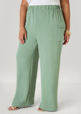Textured Wide Leg Cargo Pants