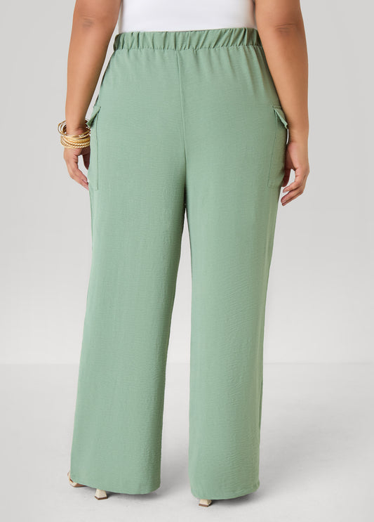 Textured Wide Leg Cargo Pants