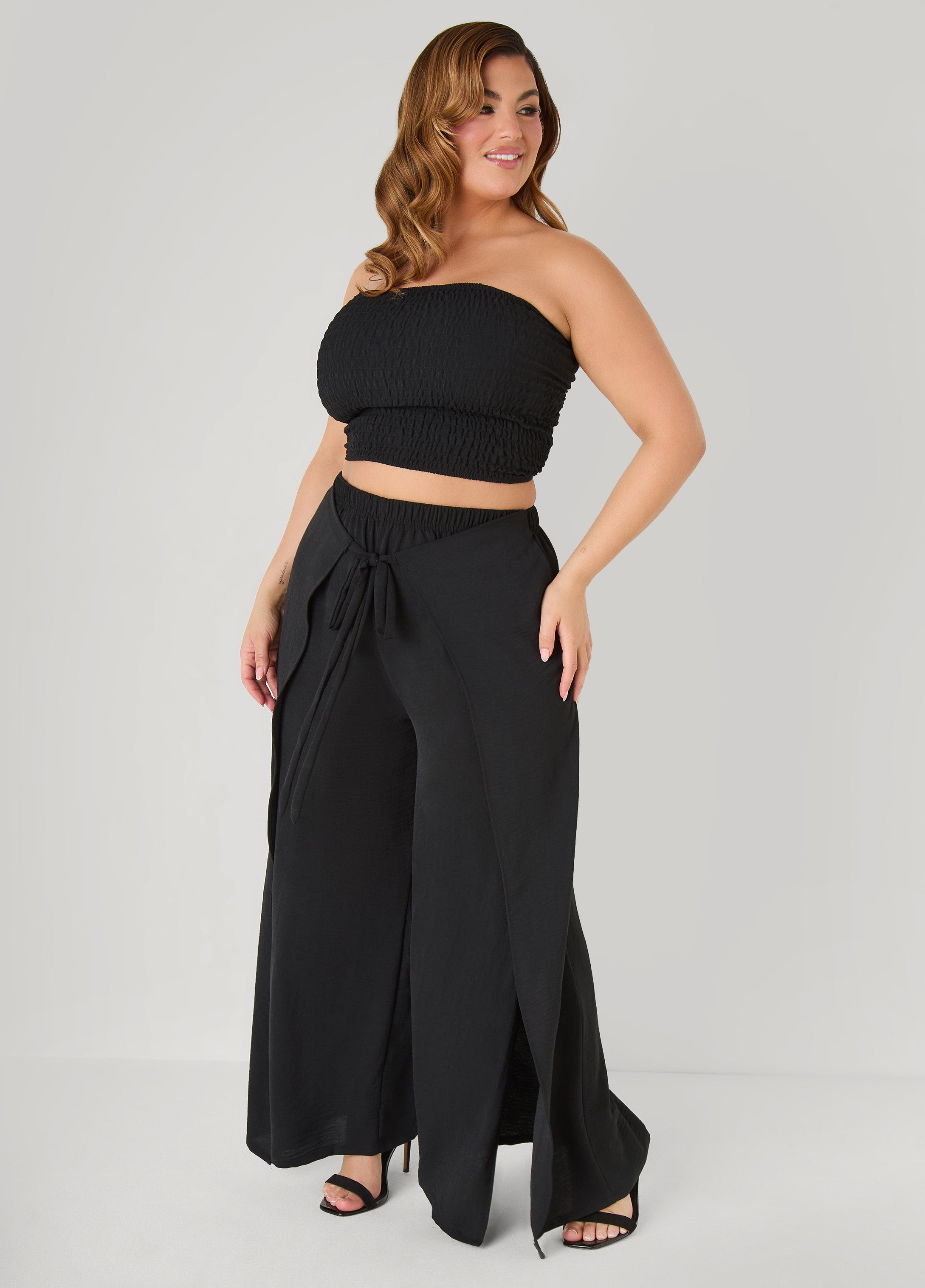 Tie Wrap Wide Leg Pants