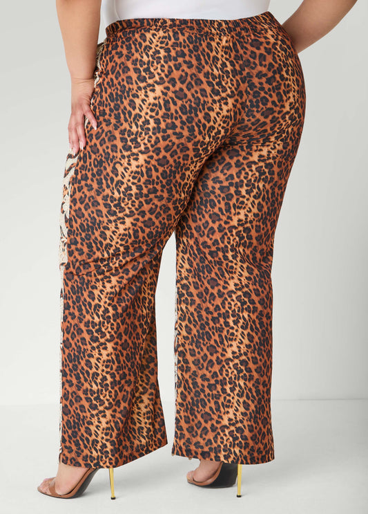 Leopard Print Corded Lace Pants