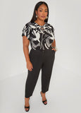Textured Leaf Print Top