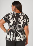 Textured Leaf Print Top